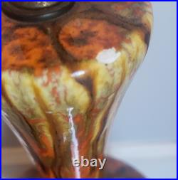 Vtg Orange Drip Glaze Lamps Set Of 3 MCM RARE VHTF Unbranded Ceramic READ