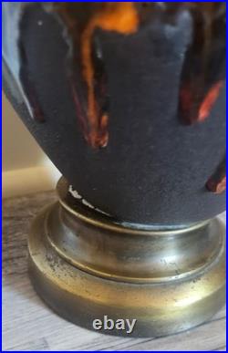 Vtg Orange Drip Glaze Lamps Set Of 3 MCM RARE VHTF Unbranded Ceramic READ