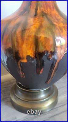 Vtg Orange Drip Glaze Lamps Set Of 3 MCM RARE VHTF Unbranded Ceramic READ