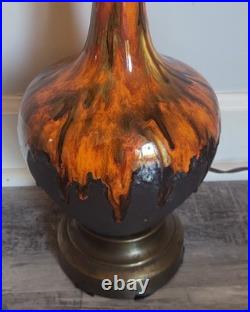 Vtg Orange Drip Glaze Lamps Set Of 3 MCM RARE VHTF Unbranded Ceramic READ Vtg Orange Drip Glaze Lamps Set Of 3 MCM RARE VHTF Unbranded Ceramic READ