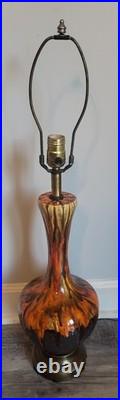 Vtg Orange Drip Glaze Lamps Set Of 3 MCM RARE VHTF Unbranded Ceramic READ