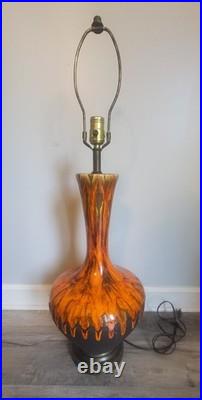 Vtg Orange Drip Glaze Lamps Set Of 3 MCM RARE VHTF Unbranded Ceramic READ