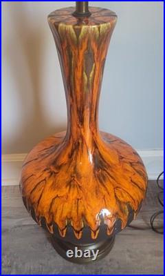 Vtg Orange Drip Glaze Lamps Set Of 3 MCM RARE VHTF Unbranded Ceramic READ Vtg Orange Drip Glaze Lamps Set Of 3 MCM RARE VHTF Unbranded Ceramic READ