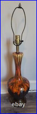 Vtg Orange Drip Glaze Lamps Set Of 3 MCM RARE VHTF Unbranded Ceramic READ