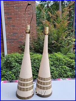 Vtg Pair 29 Plasto Mfg Co Mid Century Modern Table Lamp Handpainted RARE