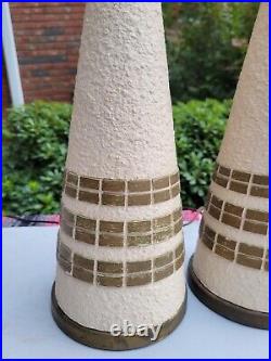 Vtg Pair 29 Plasto Mfg Co Mid Century Modern Table Lamp Handpainted RARE