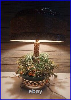 Vtg. RARE MCM HOLLYWOOD REGENCY Table Lamp Ceramic Planter Combo