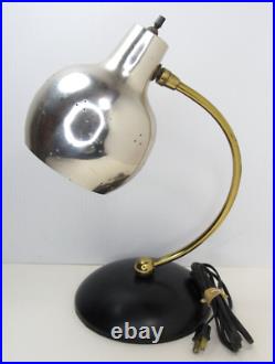Vtg RARE Space Age Chrome Eyeball Bullet Orb Mid Century Modern Desk Lamp MCM