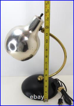Vtg RARE Space Age Chrome Eyeball Bullet Orb Mid Century Modern Desk Lamp MCM