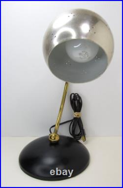 Vtg RARE Space Age Chrome Eyeball Bullet Orb Mid Century Modern Desk Lamp MCM