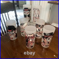 Vtg. Rare 1950's Gay Fad Rich Man Poor Man MCM Frosted Glasses Great Cond. #7