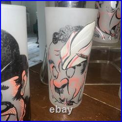 Vtg. Rare 1950's Gay Fad Rich Man Poor Man MCM Frosted Glasses Great Cond. #7