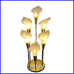 Vtg Rare 1985 Harris Industries 6 Light Calla Lily Table Lamp Hollywood Regency