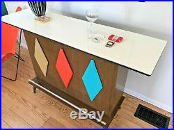 Vtg Rare 50s 60s Dry Bar Mid Century Danish Modern Table Shelf Eames Knoll MCM