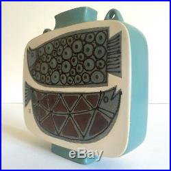Vtg Rare MID Century Modernist Scandinavian Art Pottery Double Fish Ceramic Vase