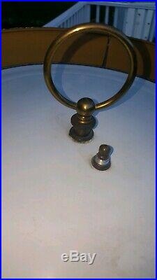 Vtg Rare Mid Century Modern Retro Footed Table Lamps Brass Body Original Shades