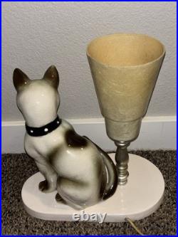 Vtg Siamese Cat Table TV UFO Lamp Rare MCM Mid Century Modern Ceramic