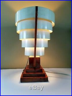 Vtg Unique Mid Century Skyscraper Table Lamp Shade 1960s Unusual MCM Beauty Rare