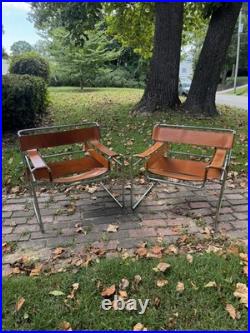 Wassily Chairs by Marcel Breuer Knoll Studio Tan Leather Rare