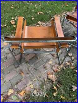 Wassily Chairs by Marcel Breuer Knoll Studio Tan Leather Rare