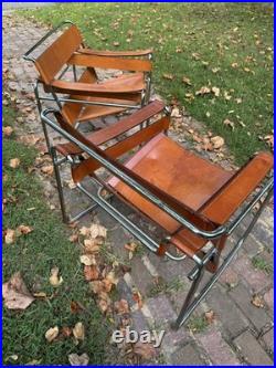 Wassily Chairs by Marcel Breuer Knoll Studio Tan Leather Rare Wassily Chairs by Marcel Breuer Knoll Studio Tan Leather Rare