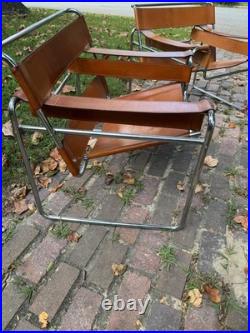 Wassily Chairs by Marcel Breuer Knoll Studio Tan Leather Rare Wassily Chairs by Marcel Breuer Knoll Studio Tan Leather Rare