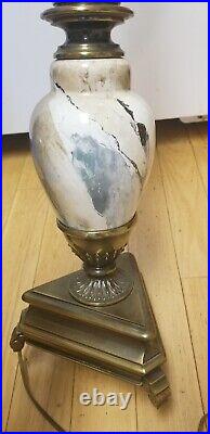 Westwood Industries Mid Century Modern Marble & Brass Table Lamps Tony Paul RARE