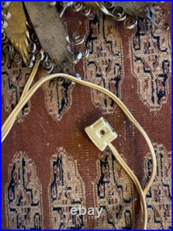 Working! RARE Spartus MCM Atomic Mid Century Metal Peacock Clock Starburst Sun