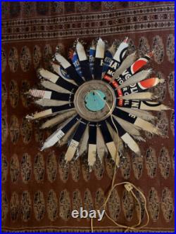 Working! RARE Spartus MCM Atomic Mid Century Metal Peacock Clock Starburst Sun