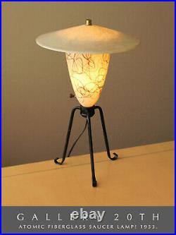 Wow! 1950s MID Century Fiberglass Saucer Lamp! Rare Fab Atomic Modern Era Decor