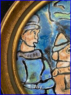 \uD83D\uDD25 RARE Antique Mid Century Modern Impressionist Enamel Copper Painting, Rouault